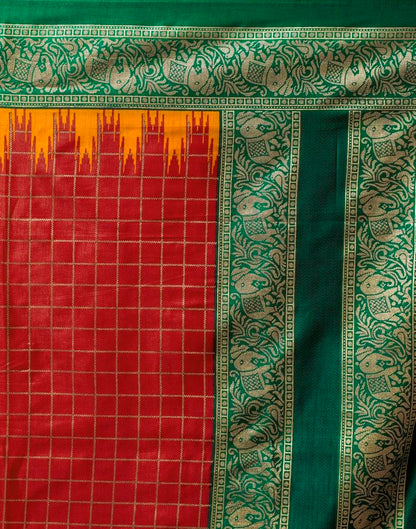 Dark Green Silk Printed Saree
