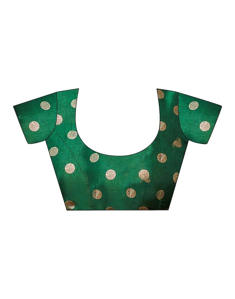 Dark Green Silk Printed Saree