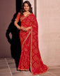 Red Georgette Embroidery Saree