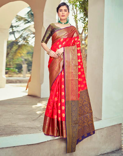 Navy Blue Silk Woven Saree