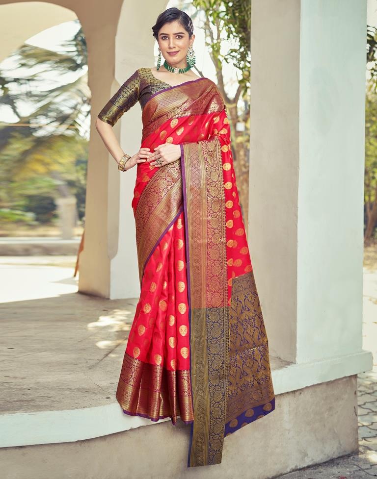 Navy Blue Silk Woven Saree