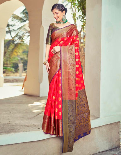 Navy Blue Silk Woven Saree