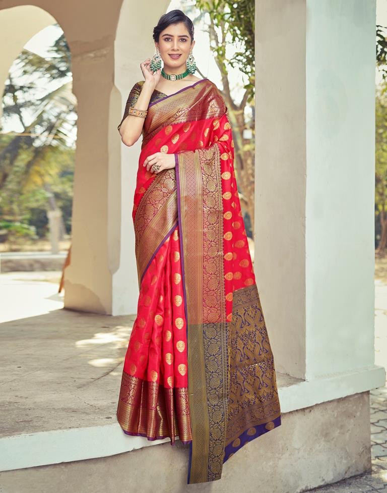 Navy Blue Silk Woven Saree