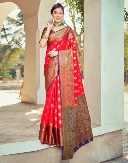 Navy Blue Silk Woven Saree