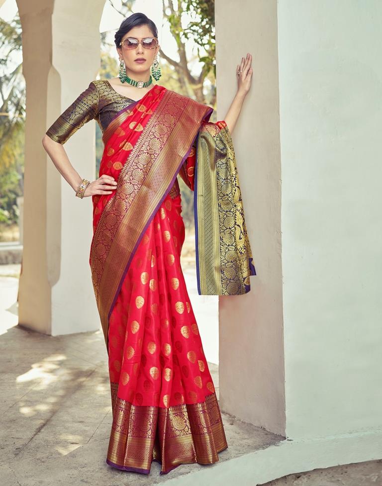 Navy Blue Silk Woven Saree