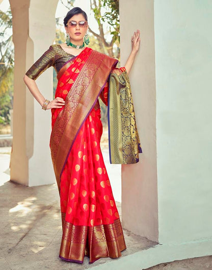 Navy Blue Silk Woven Saree