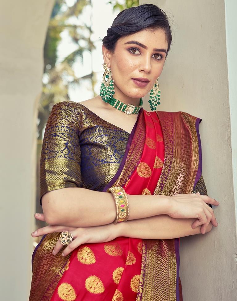 Navy Blue Silk Woven Saree