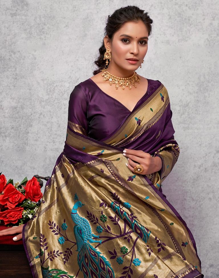 Golden Silk Woven Saree