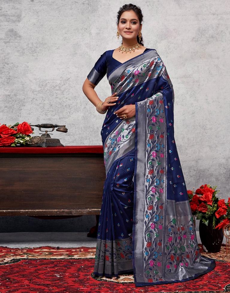 Silver Silk Woven Saree