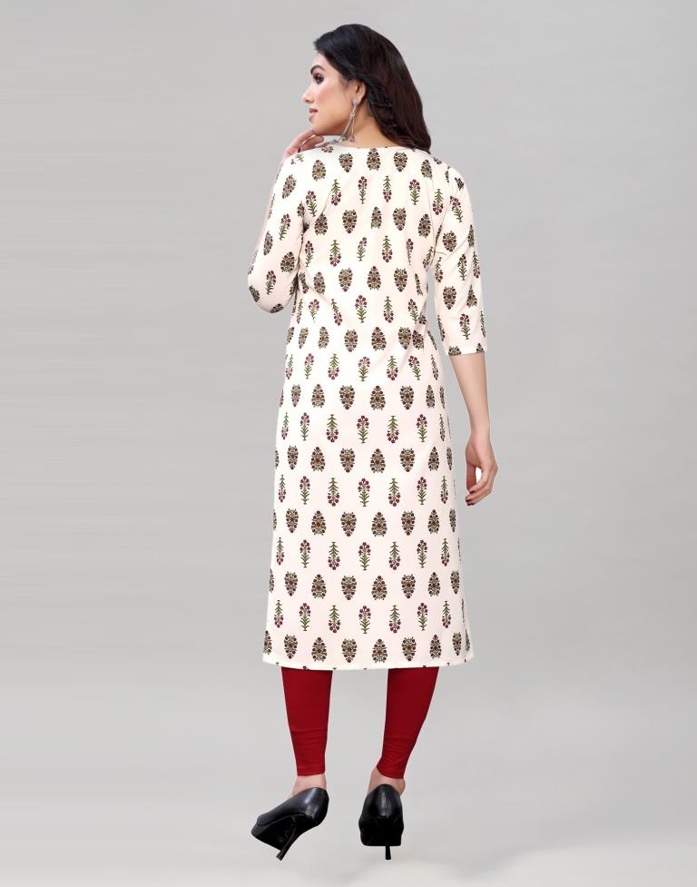 White Digital Printed Crepe Kurti | Sudathi