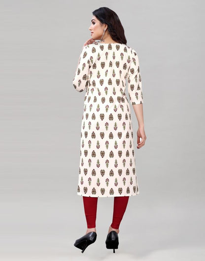 White Digital Printed Crepe Kurti | Sudathi