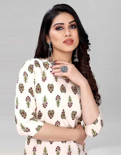 White Digital Printed Crepe Kurti | Sudathi
