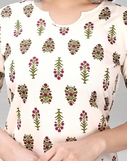 White Digital Printed Crepe Kurti | Sudathi