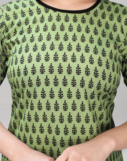 Olive Green Digital Printed Crepe Kurti | Sudathi