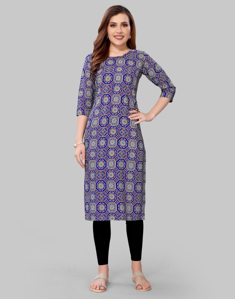 Blue Digital Printed Crepe Kurti | Sudathi