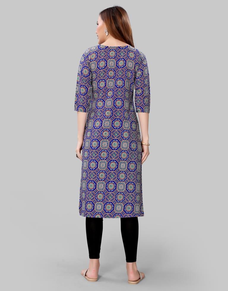 Blue Digital Printed Crepe Kurti | Sudathi