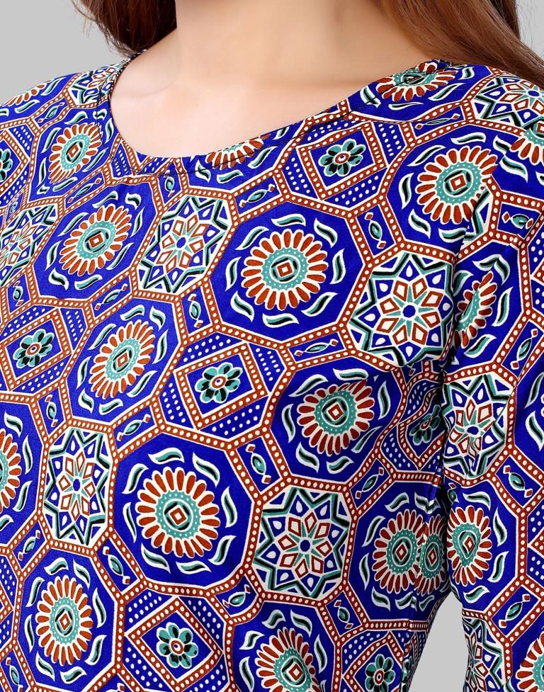Blue Digital Printed Crepe Kurti | Sudathi