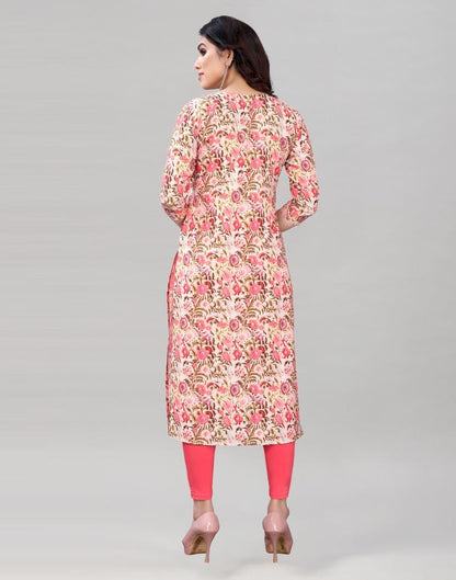 Peach Digital Printed Crepe Kurti | Leemboodi