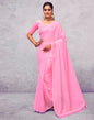Light Pink Georgette Plain Saree