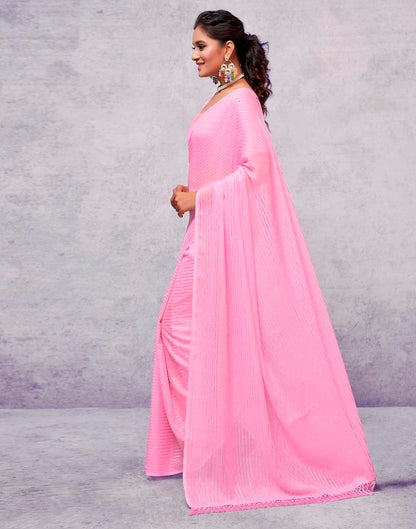 Light Pink Georgette Plain Saree