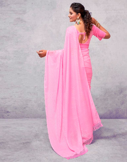 Light Pink Georgette Plain Saree
