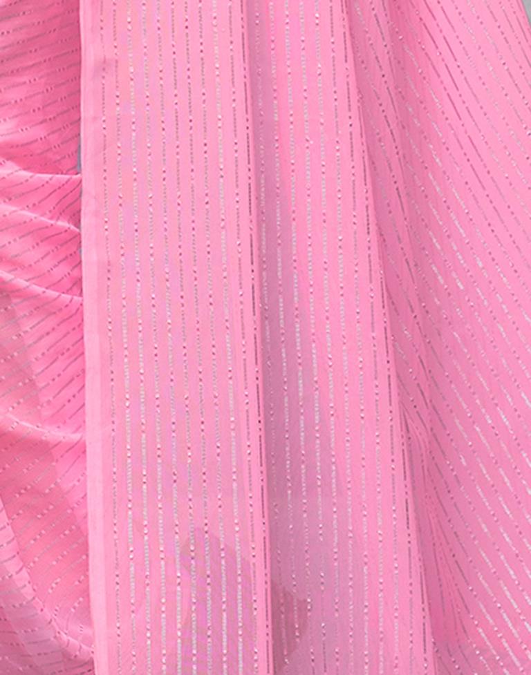 Light Pink Georgette Plain Saree