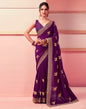 Dark Magenta Silk Embroidery Saree