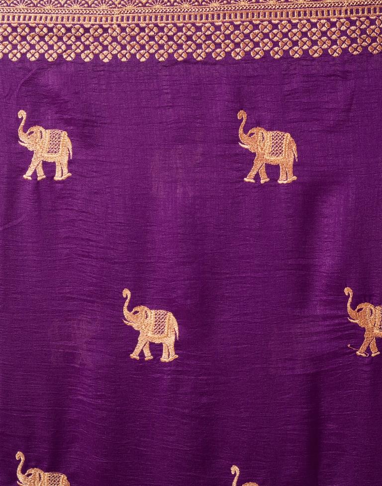 Dark Magenta Silk Embroidery Saree