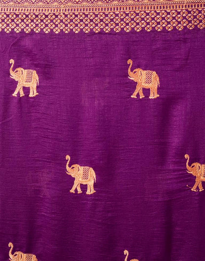 Dark Magenta Silk Embroidery Saree