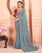 Grey Chiffon Printed Saree