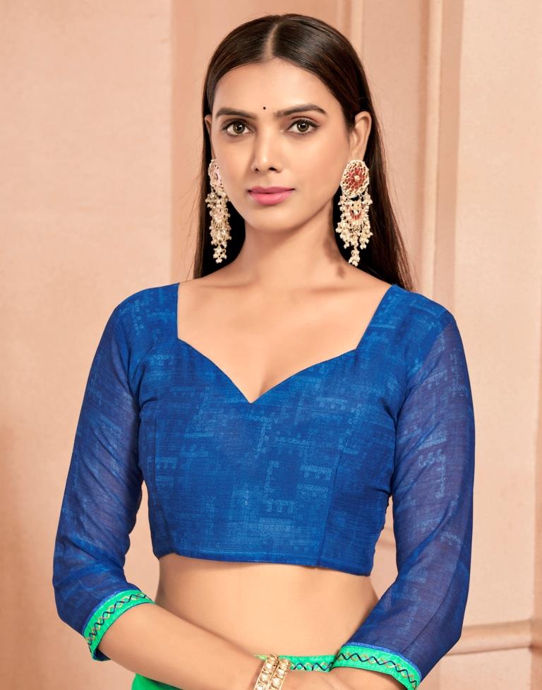 Green Chiffon Printed Saree