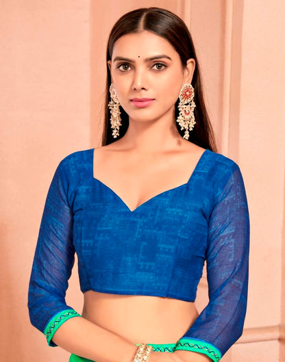 Green Chiffon Printed Saree