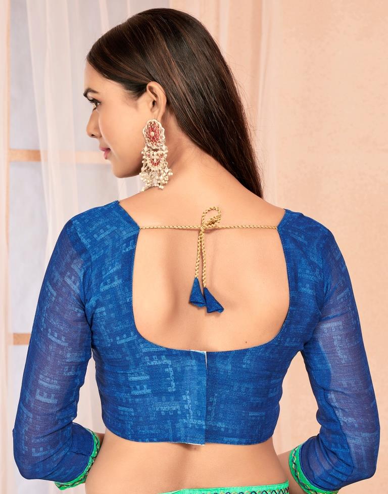 Green Chiffon Printed Saree