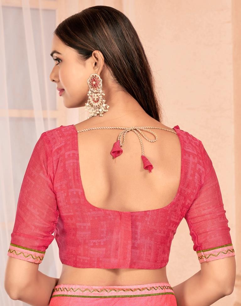 Rose Pink Chiffon Printed Saree