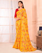 Yellow Chiffon Printed Saree