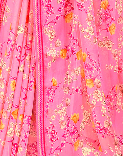 Pink Chiffon Printed Saree