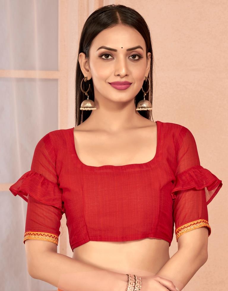 Light Orange Chiffon Printed Saree