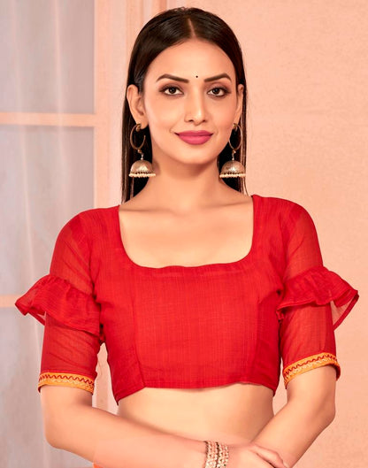 Light Orange Chiffon Printed Saree