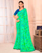 Seafoam Green Chiffon Printed Saree