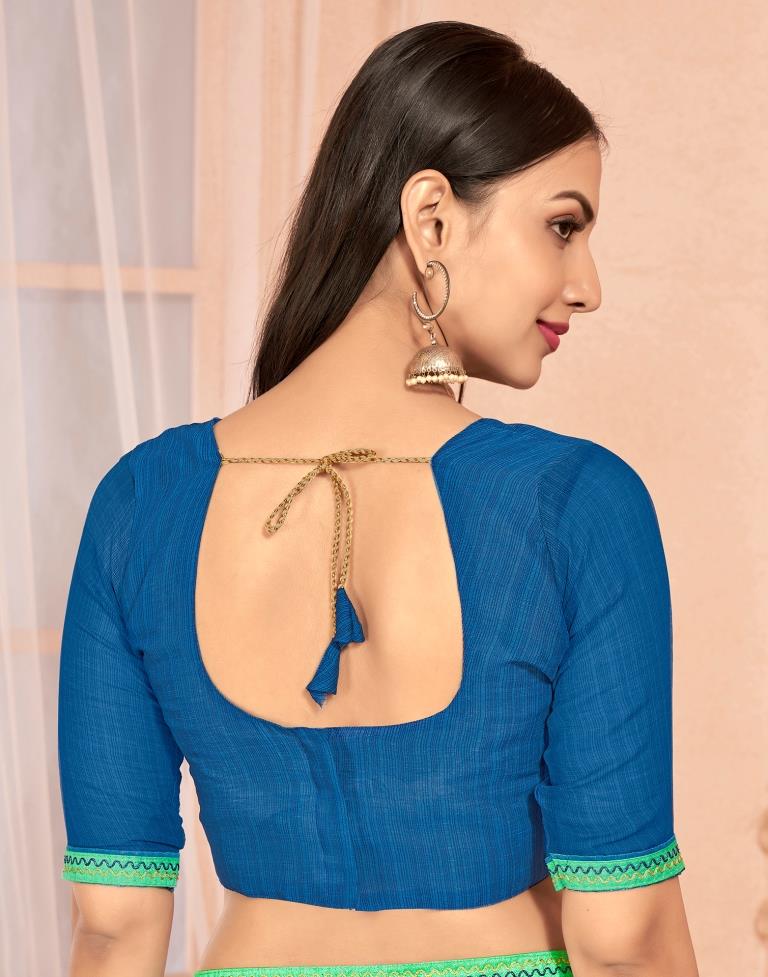 Seafoam Green Chiffon Printed Saree