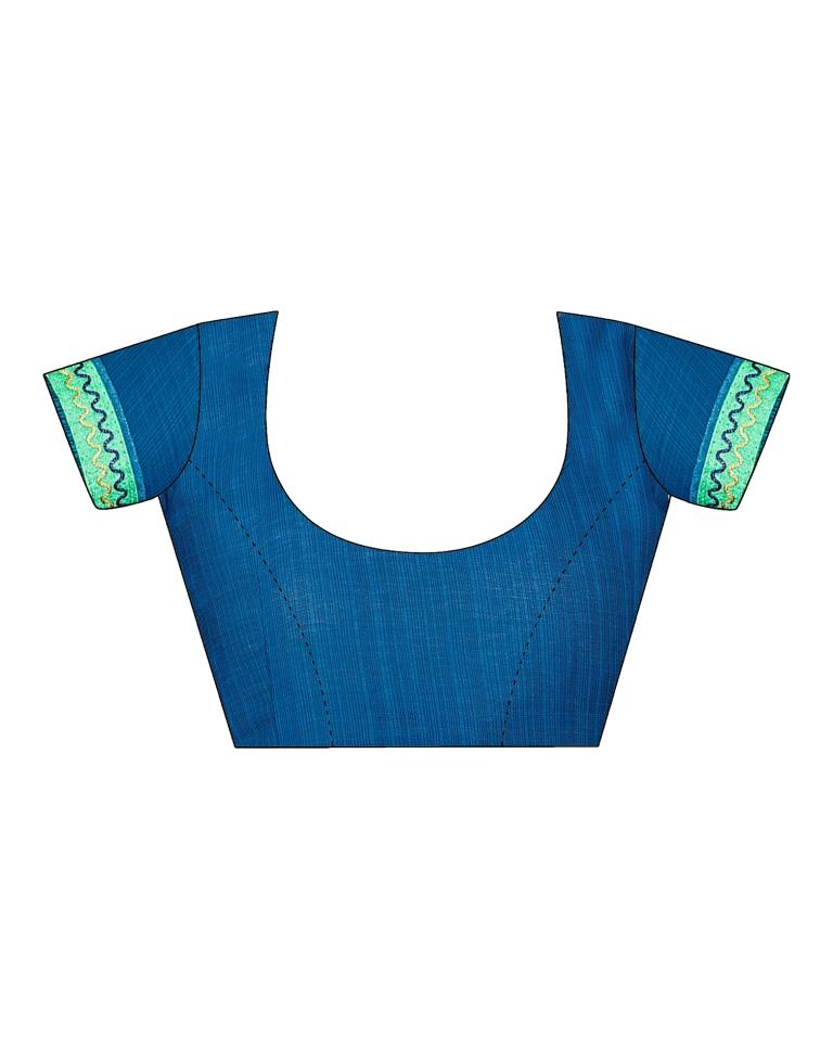 Seafoam Green Chiffon Printed Saree