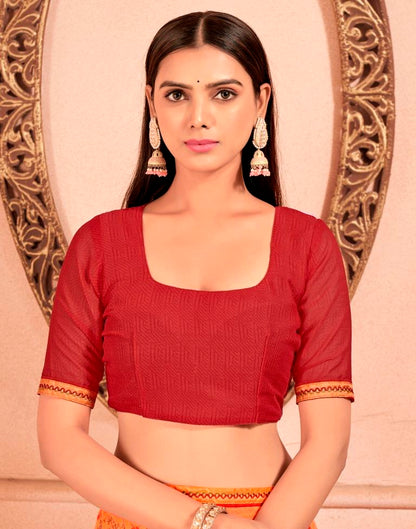 Orange Chiffon Printed Saree