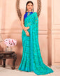 Blue Chiffon Printed Saree