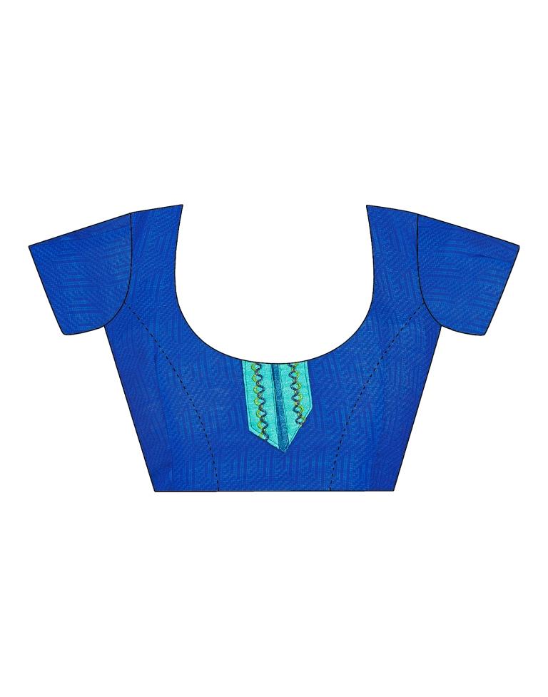 Blue Chiffon Printed Saree