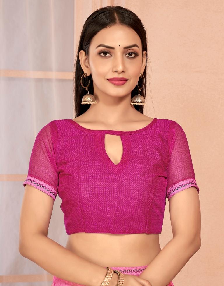 Pink Chiffon Printed Saree