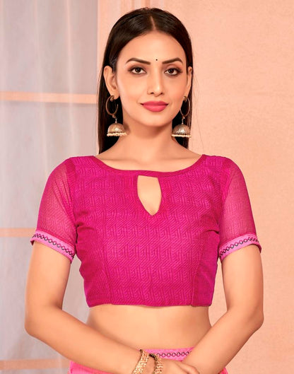 Pink Chiffon Printed Saree