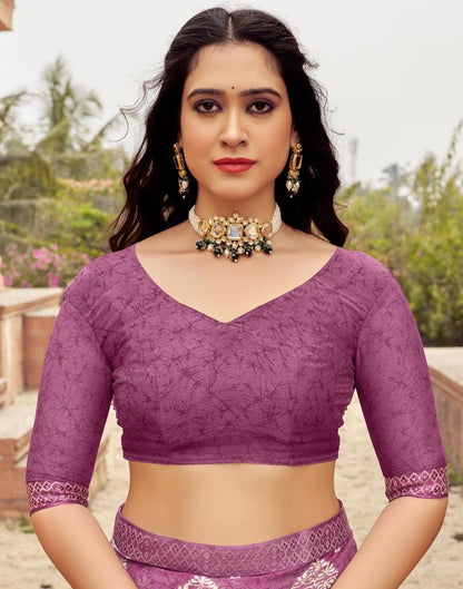 Magenta Chiffon Printed Saree