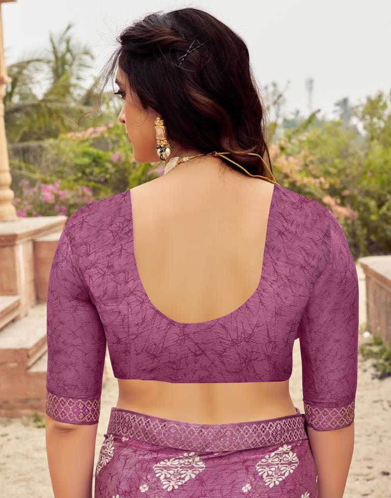 Magenta Chiffon Printed Saree