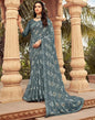 Grey Chiffon Printed Saree