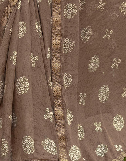 Brown Chiffon Printed Saree